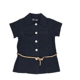 Girls Button Down Denim Dress With Belt