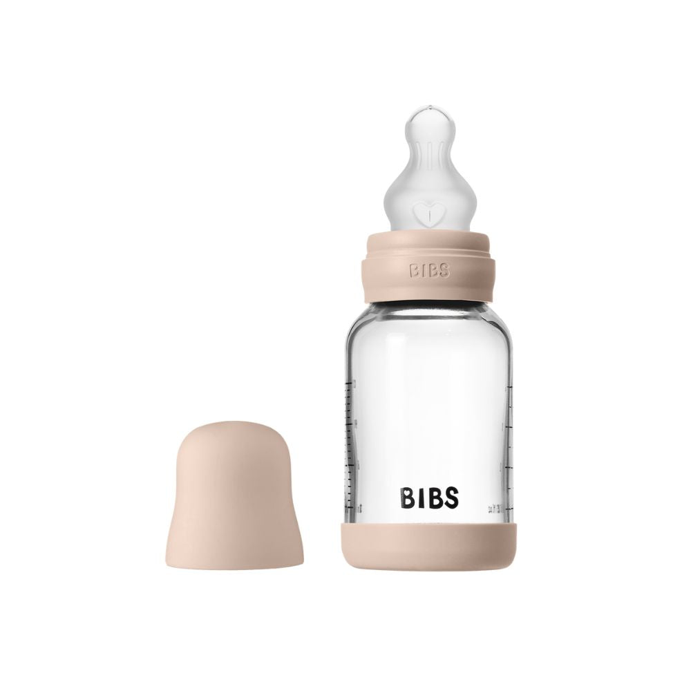 BIBS 120ml Round Silicone Slow Flow Glass Bottle