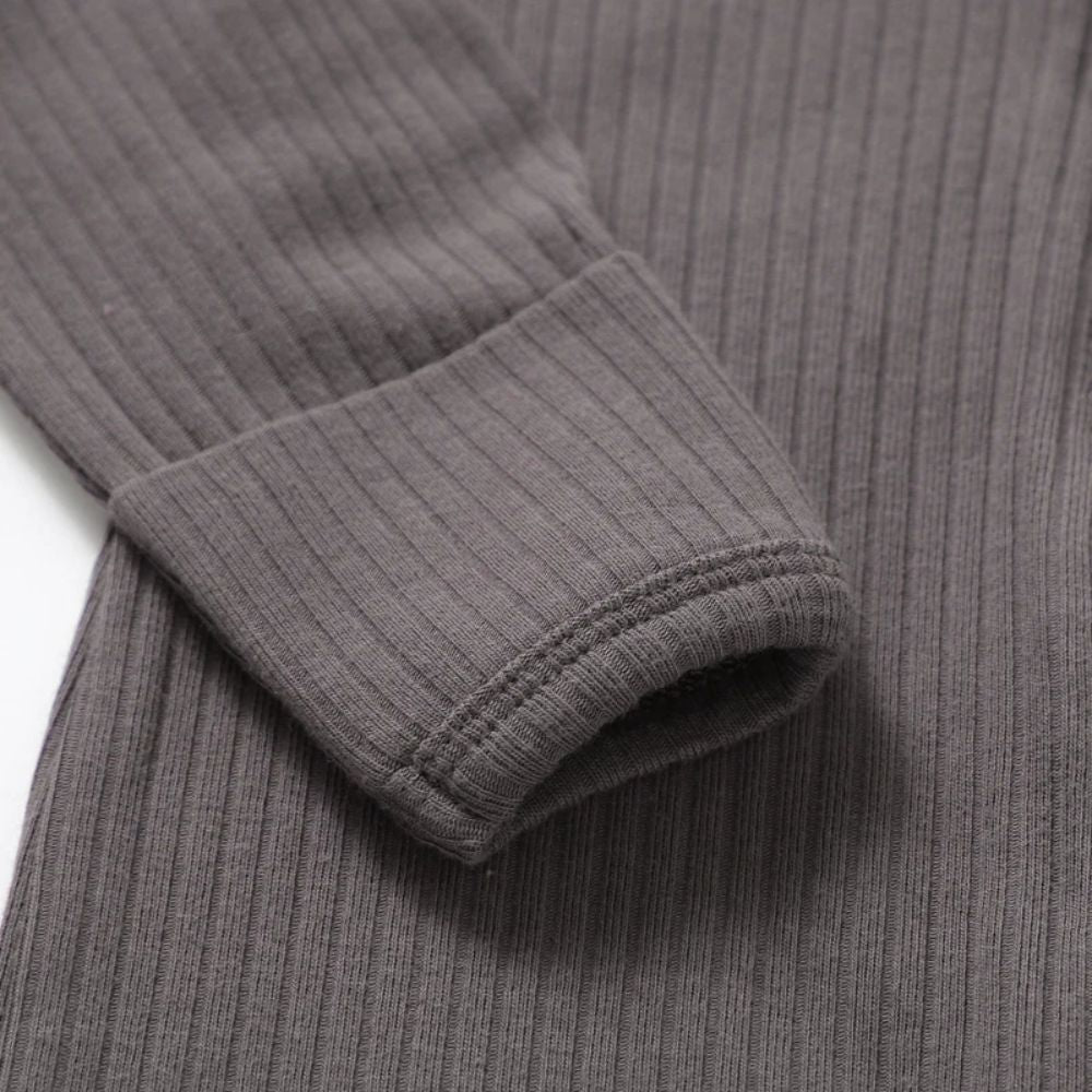 Boki Organic Charcoal Rib Zipsuit with Footies & Mittens