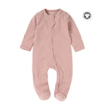 Boki Organic Pale Rose Rib Zipsuit with Footies & Mittens