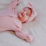 Boki Organic Pale Rose Rib Zipsuit with Footies & Mittens