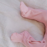 Boki Organic Pale Rose Rib Zipsuit with Footies & Mittens