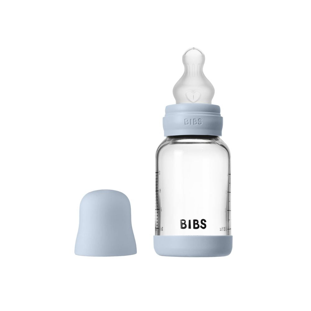 BIBS 120ml Round Silicone Slow Flow Glass Bottle