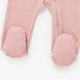 Boki Organic Pale Rose Rib Zipsuit with Footies & Mittens