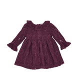 Maroon Girls Long Sleeve Lace Dress