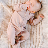 Boki Organic Oatmeal Rib Zipsuit with Footies & Mittens