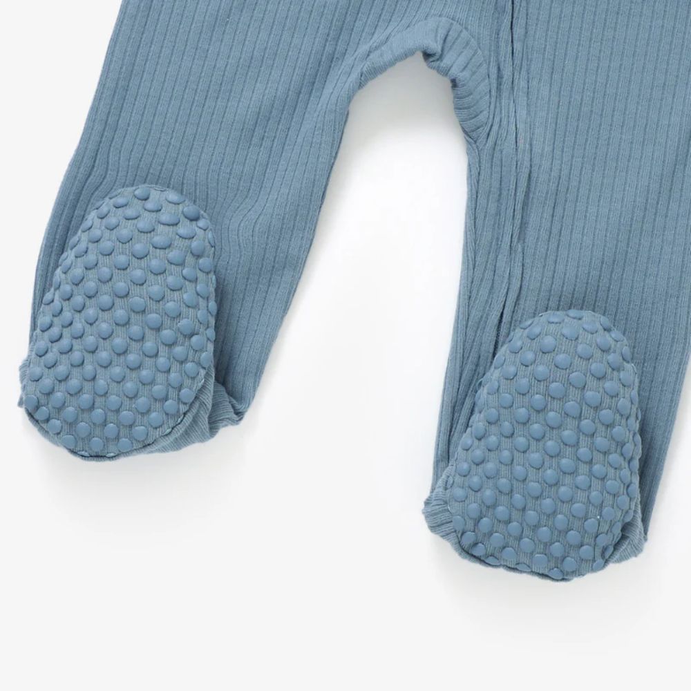 Boki Organic Cloudy Sky Rib Zipsuit with Footies & Mittens