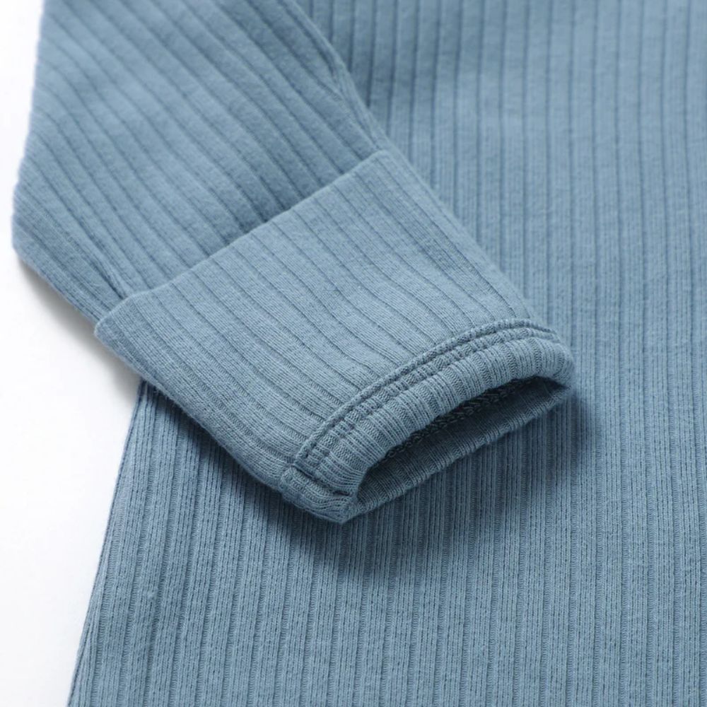 Boki Organic Cloudy Sky Rib Zipsuit with Footies & Mittens
