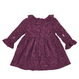 Maroon Girls Long Sleeve Lace Dress