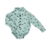 Nika Couture Light Green Aeroplane Long Sleeve Onesie
