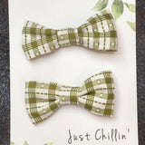 Just Chillin' - Hair Bows - Green Check