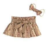 Nika Couture Vintage Beige Stripe Skirt & Headband Set