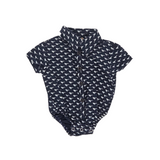 Nika Couture Black with White Birds Short Sleeve Onesie