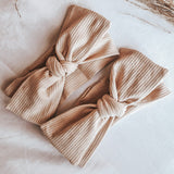 Ribbed Bow Headband - Honey