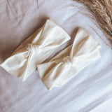 Ribbed Bow Headband - Ivory