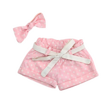 Nika Couture Pink Polka Dot Shorts & Headband Set