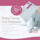 BabyWombWorld-HD Foam Premium Latex Baby Bamboo Mattress Standard Camp Cot