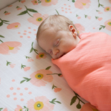 Baby Peach Flower Bamboo Swaddle