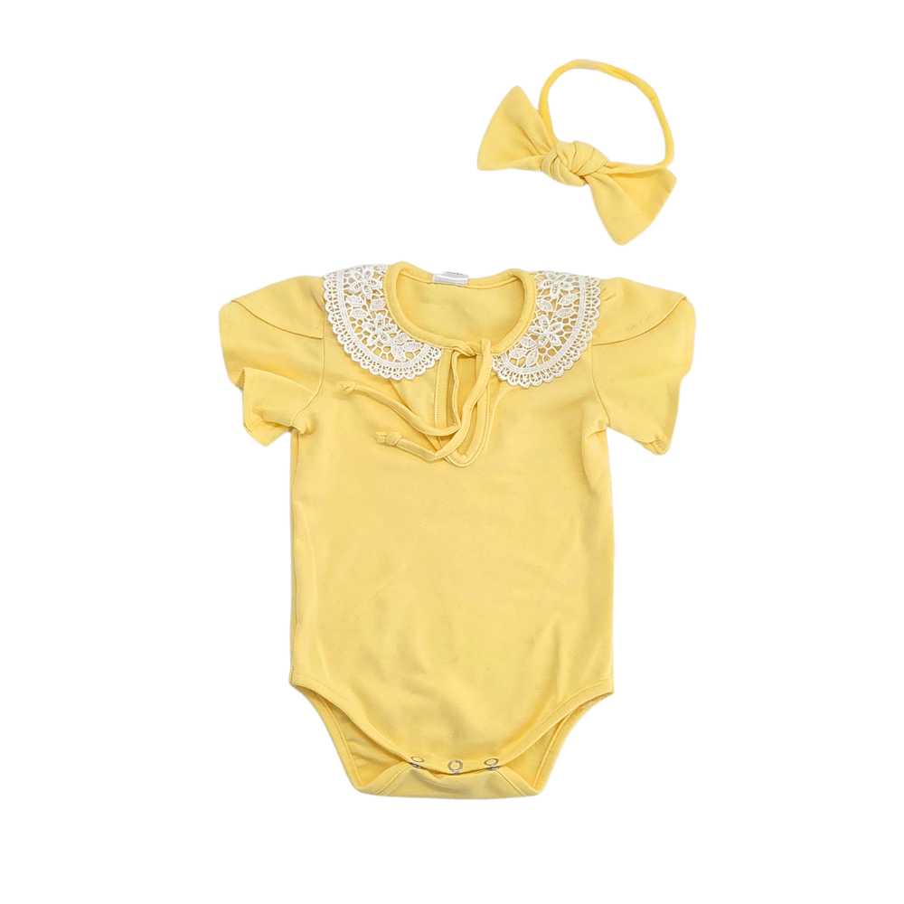 Nika Couture Onesie with Lace Collar & Headband